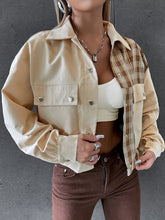 Snap Down Color Block Plaid Jacket OutfitFlow